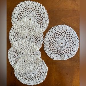 Vintage bundle of 5 hand crochet doilies 5 1/2 inches round